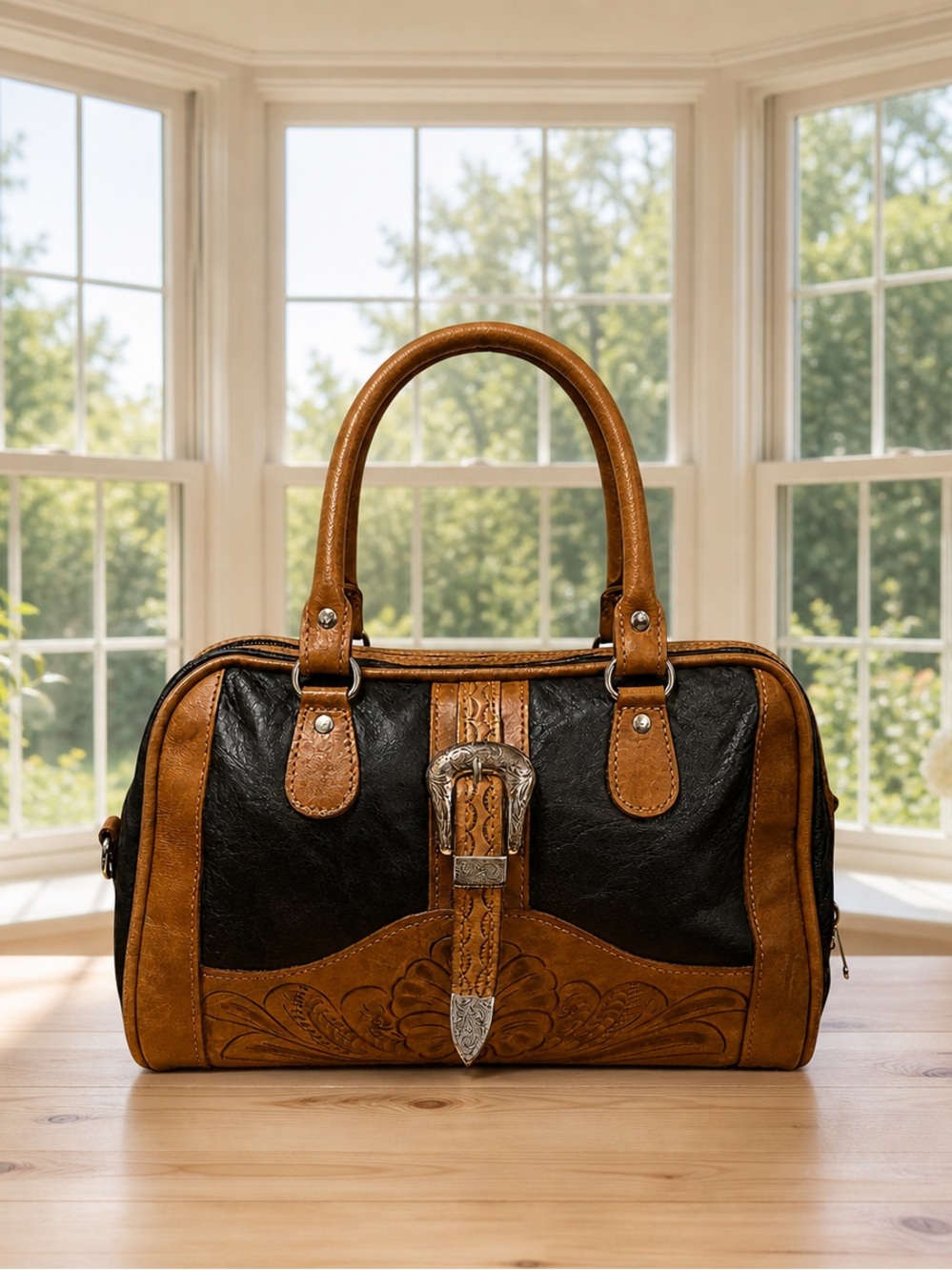 Vintage Force Ten Genuine Leather Hand Tooled Leather Western Purse - Handbag
